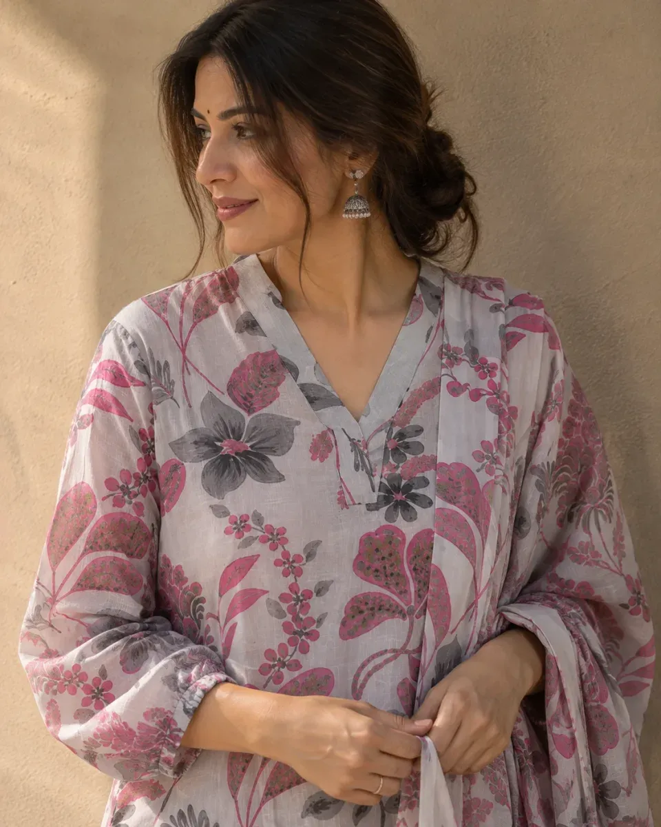 Gulmohar Floral Print Kurta Set, photo 2 of 4