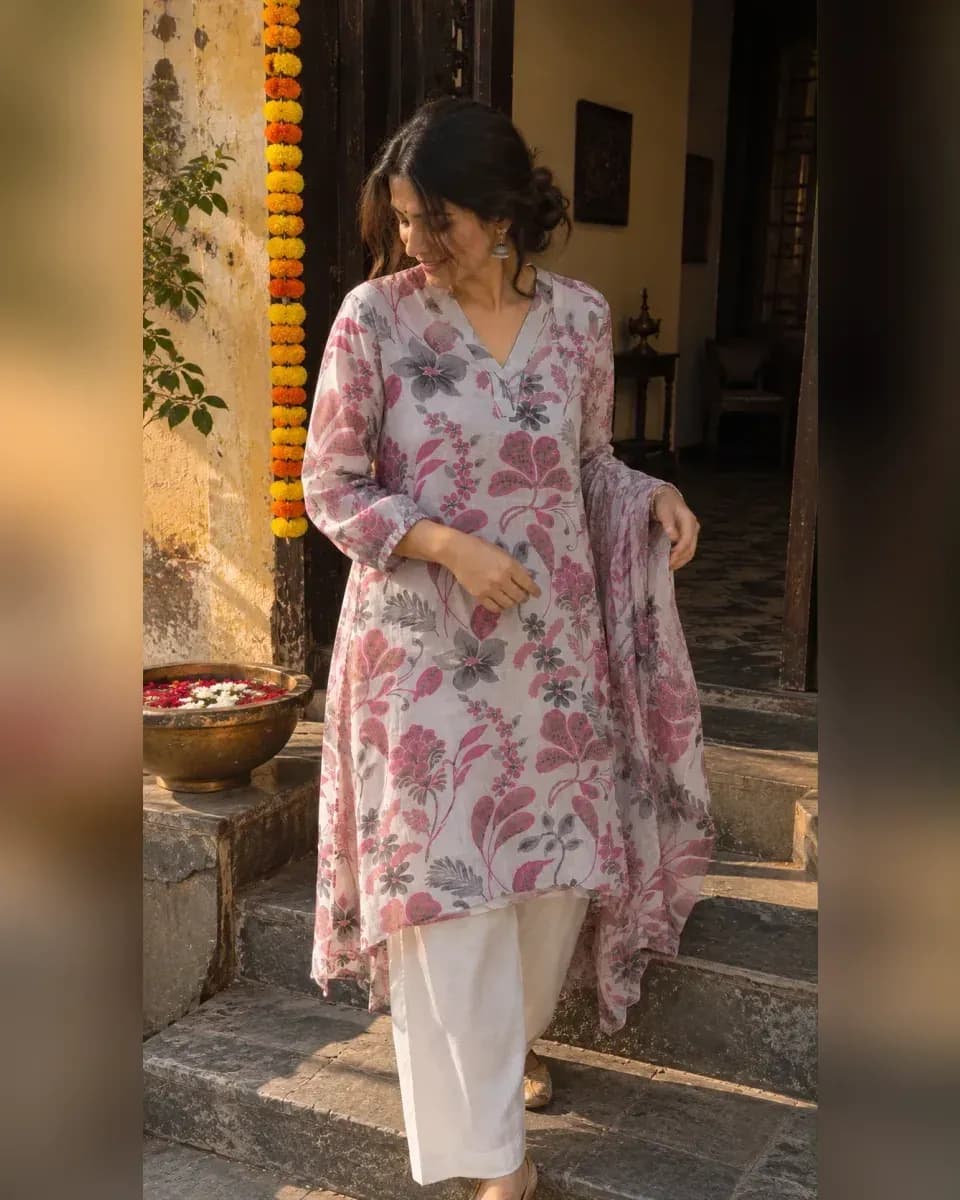 Gulmohar Floral Print Kurta Set, photo 4 of 4