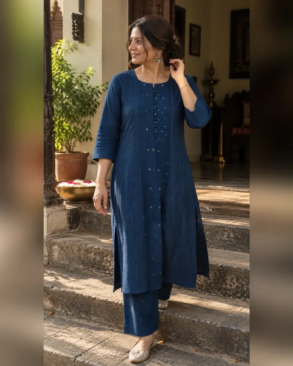 Raat Pinstripe Kurta Set, photo 4 of 4