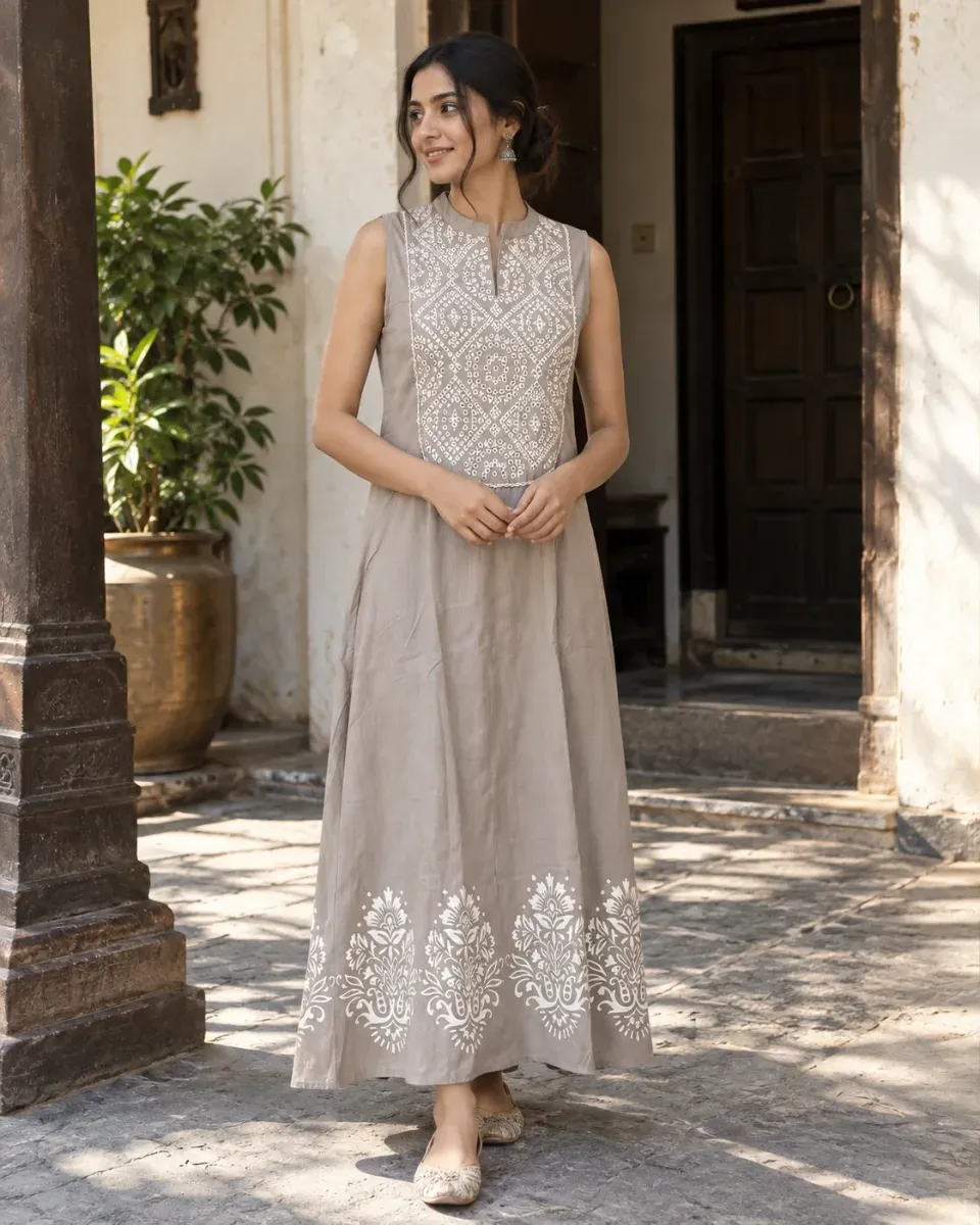 Dhuaan Embroidered Yoke Dress, photo 1 of 4
