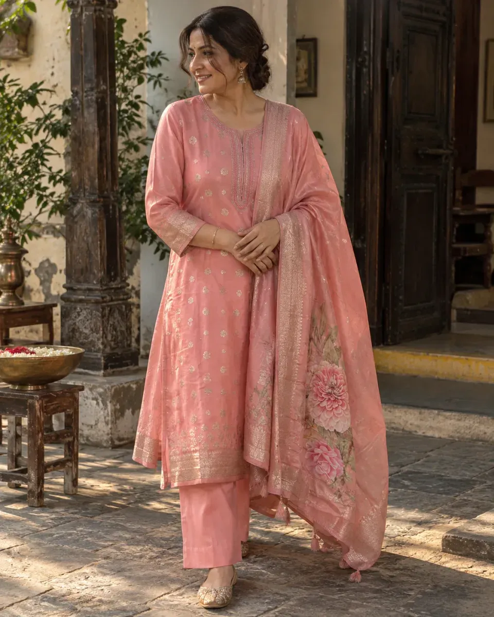 Gulabi Zari Kurta Set, photo 1 of 4