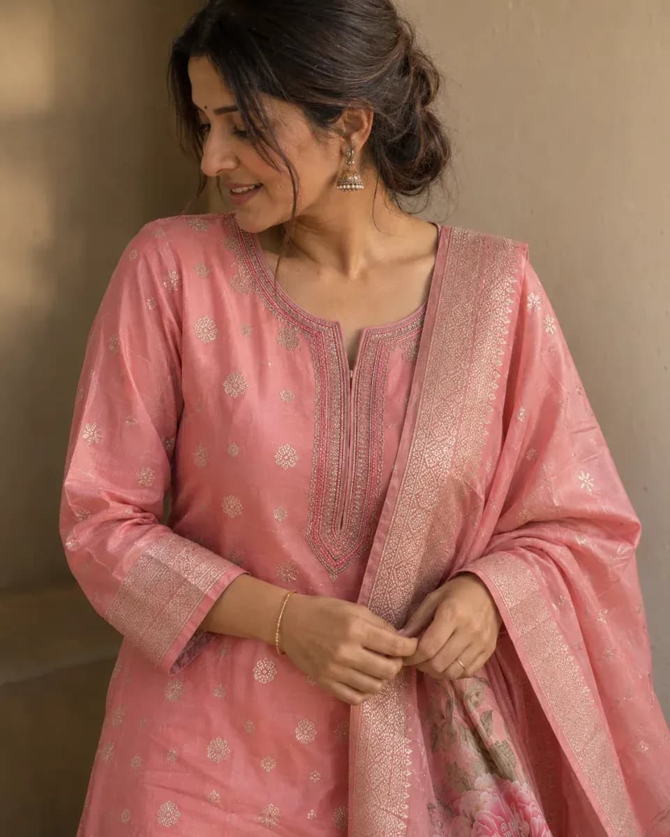 Gulabi Zari Kurta Set, photo 2 of 4